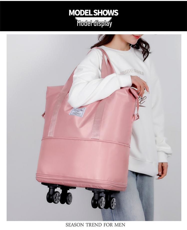 Expandable Waterproof Travel Bag with Universal Wheels – Large Capacity for Business, Student, or Maternity Use, Featuring Wet/Dry Separation