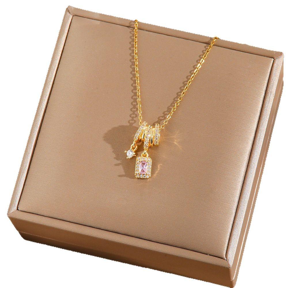 Fringe Square Necklace Sweet And Edgy Pendant Micro-Set Zircon Collarbone Chain Minimalist Design High-End Look