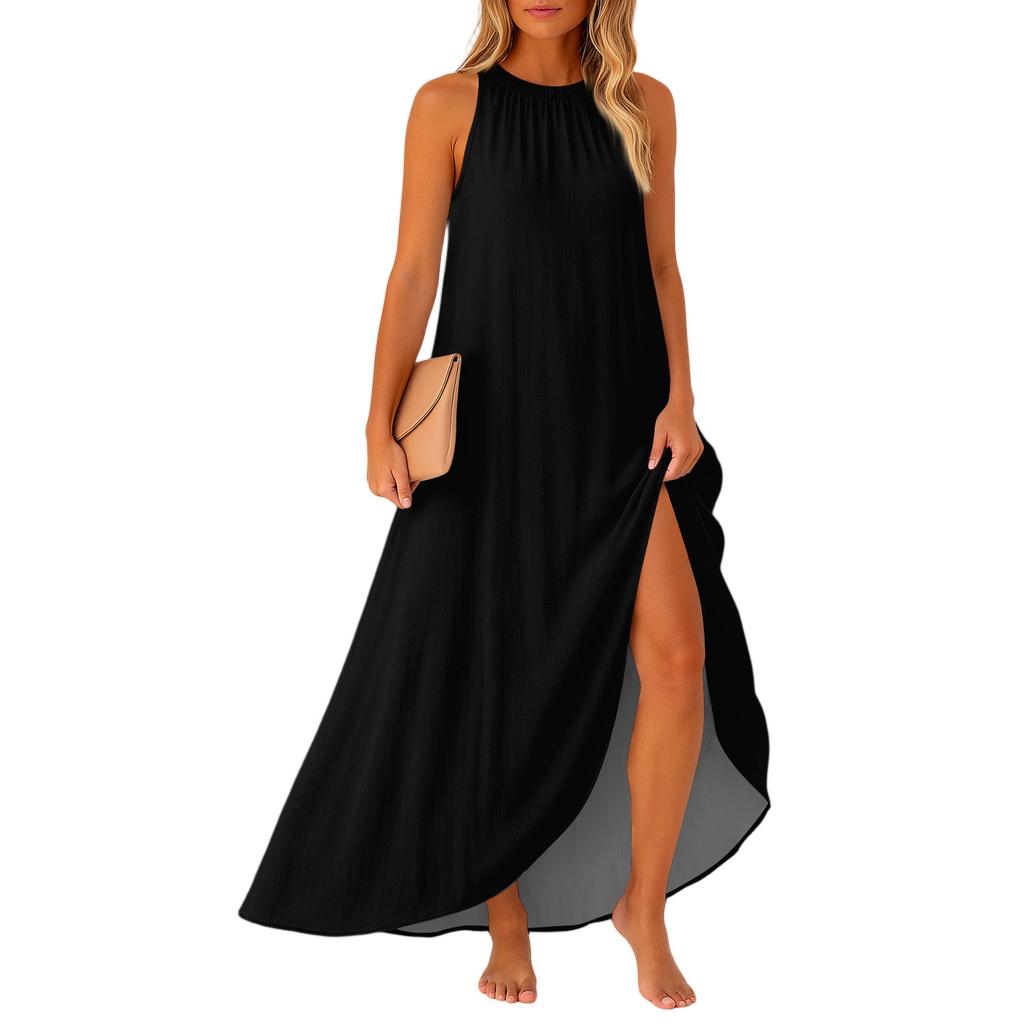 Women's Casual And Fashionable Round-neck  Sleeveless  Mid Length Dress