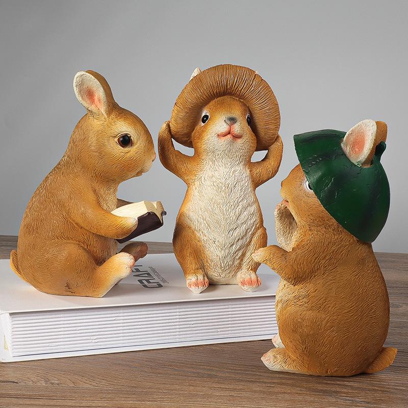Reading Rabbit Gardening Animal Decoration Creative Resin Statue Garden Decoration