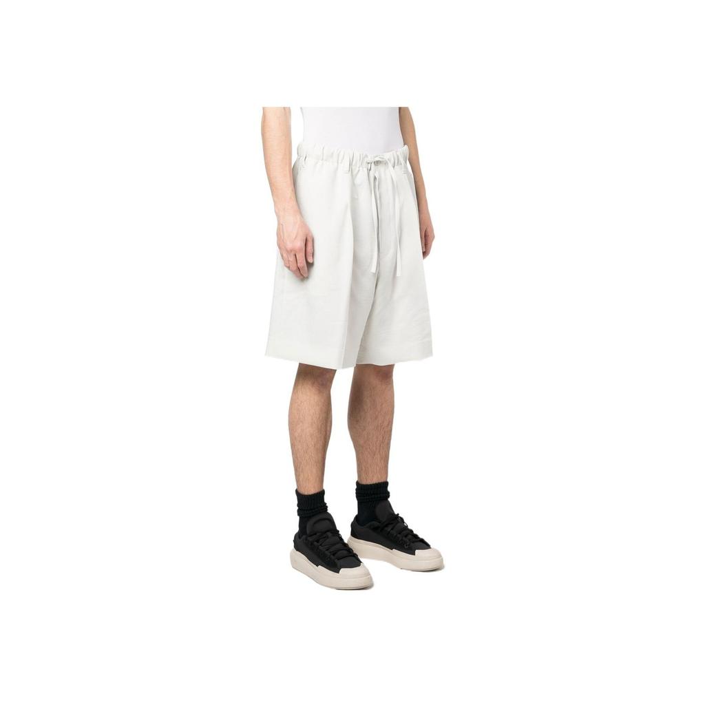 Y-3 Minimalist Mid-Rise Side Three Stripes Logo Print Straight-Leg Shorts Unisex Shorts Light-Gray IA1665