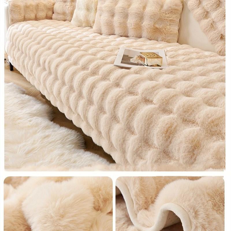 2024 New Cream Tuscan Rabbit Thickened Plush Pillow Throw Sofa Bedroom Tatami Backrest Cushion Non-slip Seat Mat