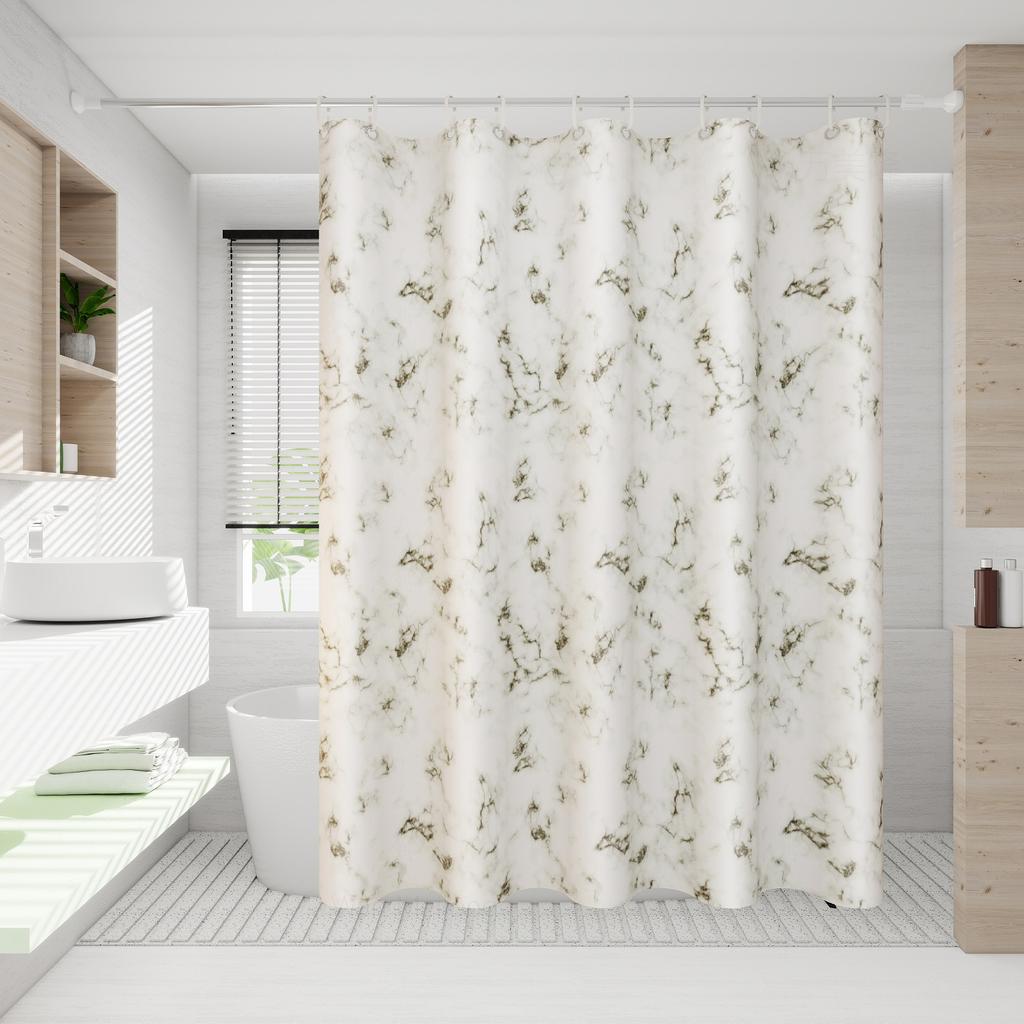 Transparent Waterproof Shower Curtain Bathroom Translucent Partition Curtain Easy Clean Wipe Mildew Proof Curtains with Hooks