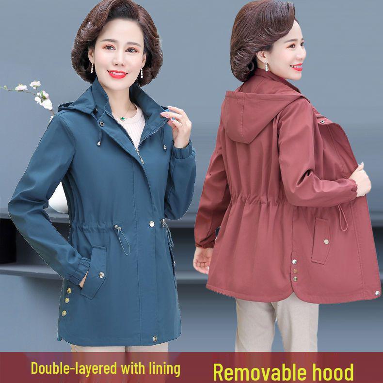 Szykowny Damski Płaszcz Przejściowy Plus Size dla Kobiet w Średnim Wieku i Starszych, Nowy Styl Wiosna/Jesień 2025