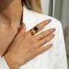 Retro Gold Color Irregular Metal Ring for Women Men Stainless Steel Natural Tiger Eye Opening Ring Aesthetic Dating Jewelry