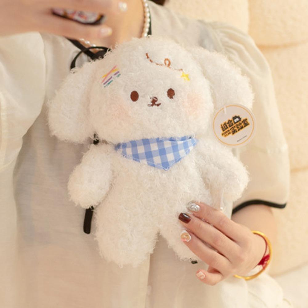 Wear Scarf Little Dog Plush Toy Puppy White Dog Doll Creative Small Dog Plush Doll  Birthday Gift