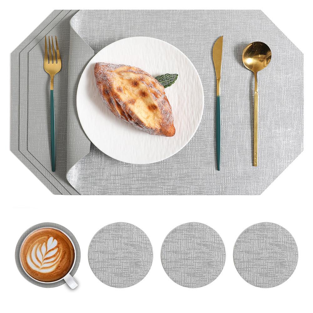 Leather placemat Polygonal dining table mat Anti-scalding and heat insulation mat Waterproof and oil-proof Western food mat Premium sense coaster