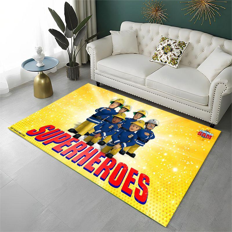 Cartoon Fireman Sam Non-Slip Area Rug for Living Room,Bedroom,Playroom,Soft Carpet Floor Mat Home Decor Rug Room Gift