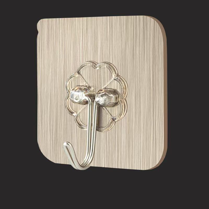 Transparent No-Drill Wall Hooks - Strong Adhesive, Seamless, Load-Bearing for Bathroom and Kitchen