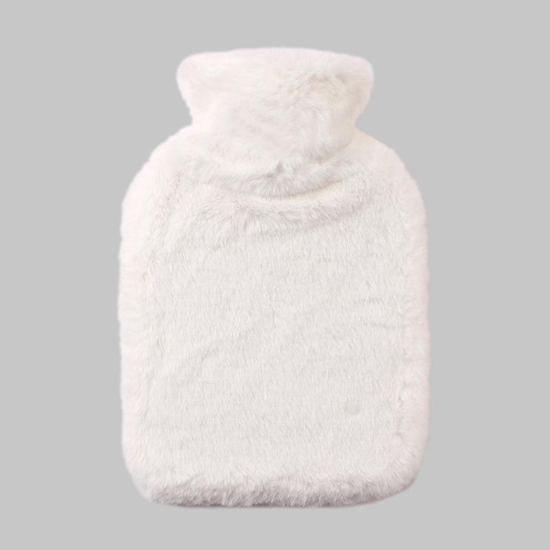 Rubber Hot Water Bottle With Faux Fur Cover Removable Reusable Hand Warmer Explosion-Proof