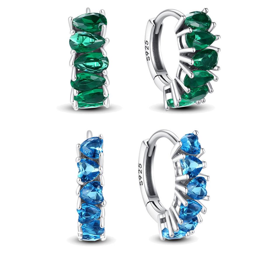 Generation S9 Sterling Silver Earrings Premium Light Luxury Simple Green Blue Stone Earrings Style