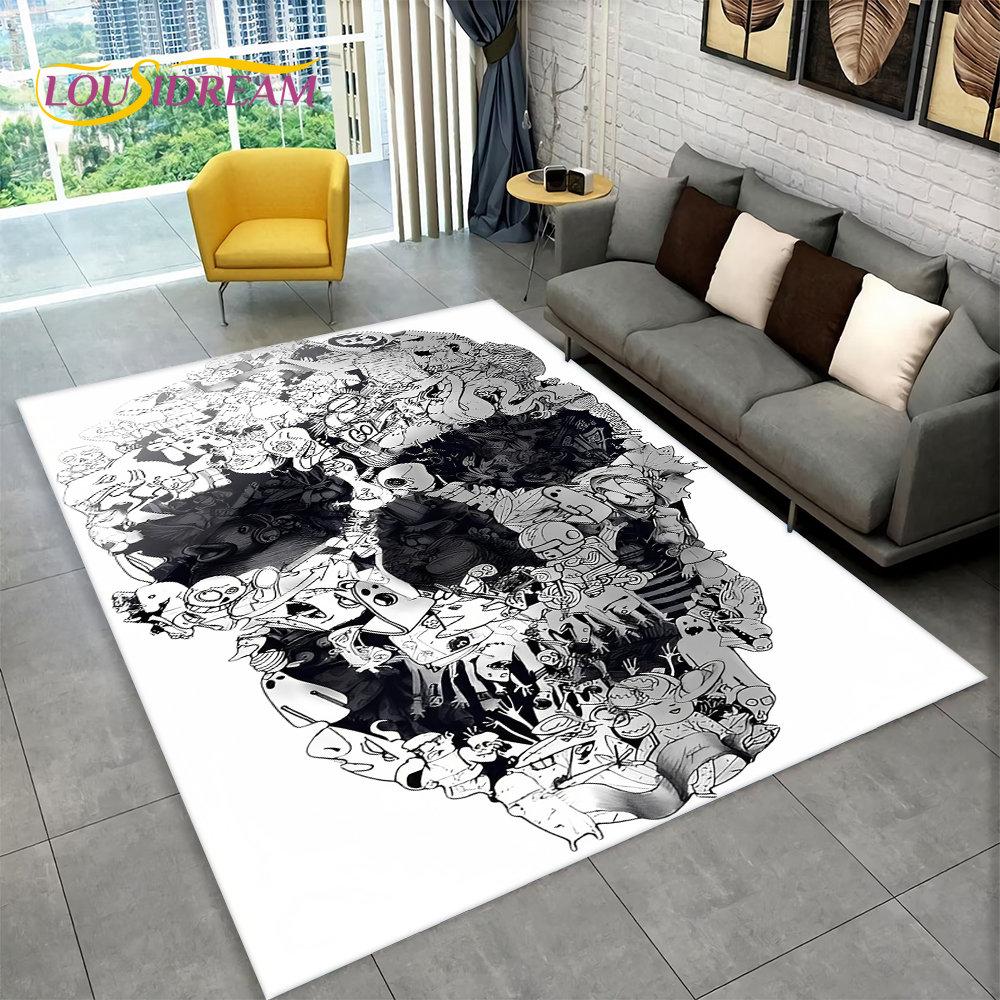 3D Creative Gothic Horror Skull Modern Area Rug,Carpet Rug for Living Room Bedroom Sofa Doormat Decor,Kitchen Non-slip Floor Mat