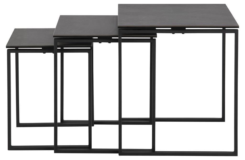 SET OF 3 TABLES Katrine black marble CERAMICS AND METAL