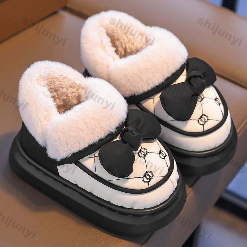 Children's Shoes Girls Warm Plush Snow Boots 2024 Autumn Winter Indoor Anti Slip Platform Comfort Cute Cartoon Baby Cotton Boots