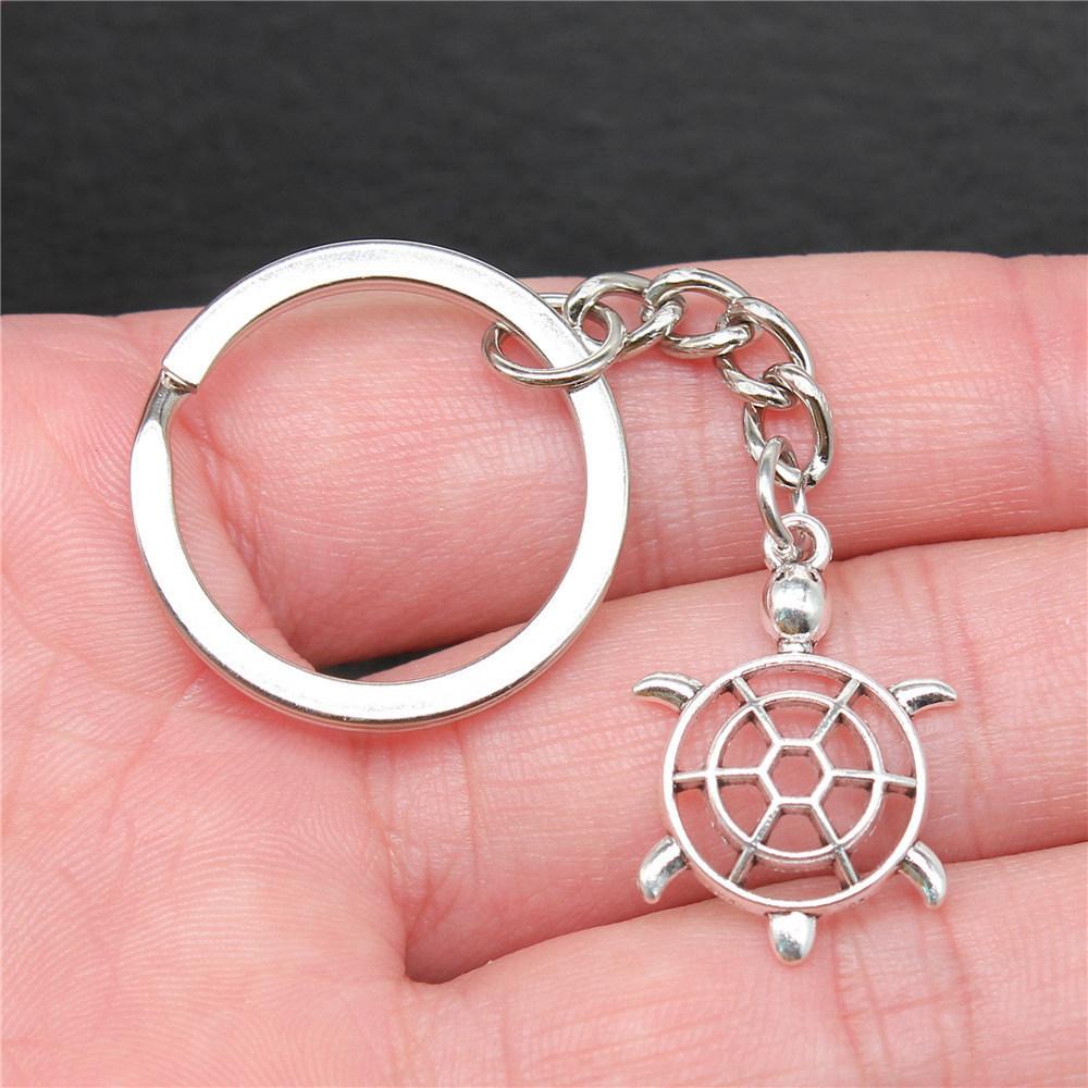 

28мм Кільце для ключів Морська зірка Мушля Черепаха Винтажні Прикраси Матеріали QY044 A01-1pcs-26x18mm