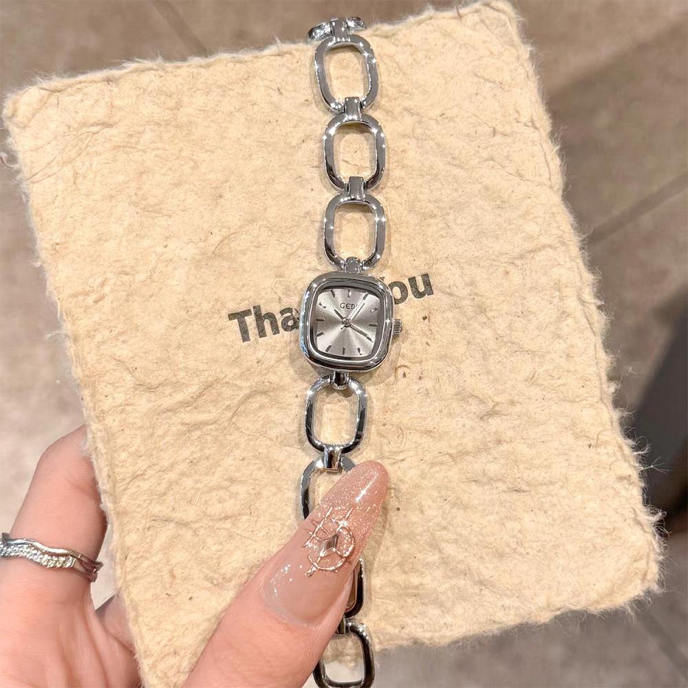 GEDI Light Luxury Fashionable Watches For Woman Gold Square Dial Hollowed Out Bracelet Women's Quartz Wristwatches Clock Gifts