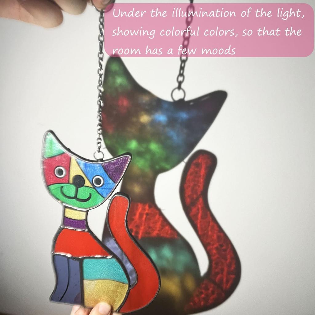 Tuxedo cat Stained glass cat charms Mourning cat souvenirs Cat themed gifts Angel Cat Memorial Gift Rainbow Bridge Pet Memorial Gift Furry Animal