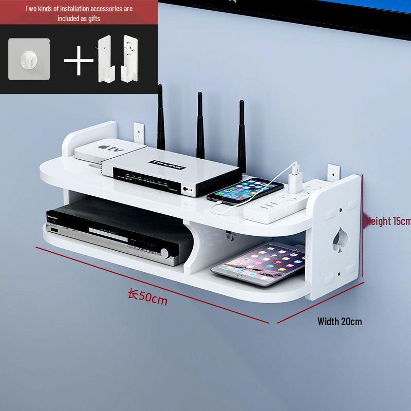 Wall-Mounted Wireless Router Shelf & Cable Organizer for Living Room
