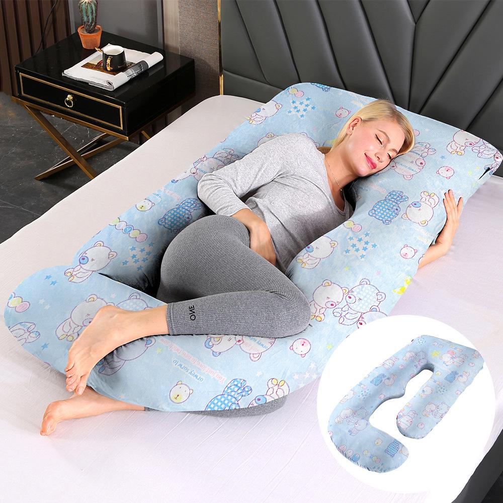 Crystal Velvet J-shaped Pregnancy Pillow Nursing Pillow Pregnant Woman Belly Support Pillow Side Sleeping Pillow Waist Pillow
