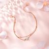 Women Bracelet Double-Layer Cherry Blossom Pendant Bracelet with Rhinestones Inlaid Hollow Design Adjustable Length Bracelet
