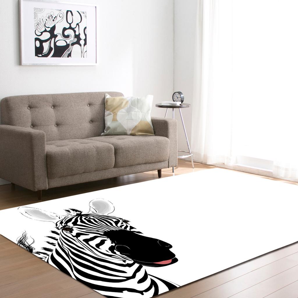 Zebra Horse Living Room Area Rug Home Decor Wild Animal Print Carpet Bedroom Rug for Boys Floor Mat Soft Kitchen Rug Doormat