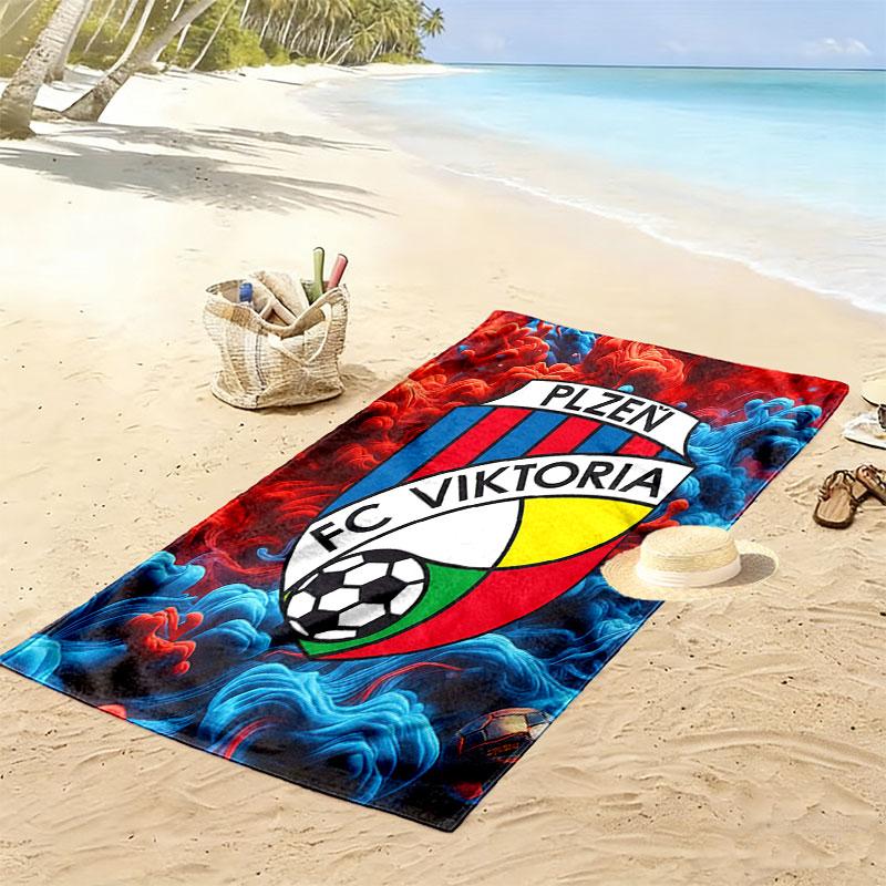FC Viktoria Plzeň Print Beach Towel, Large Soft Quick Dry Towel for Beach Camping Swimming