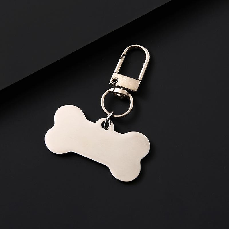 Pet Anti-Lost Bone Dog Tag Keychain with Engraved Logo.