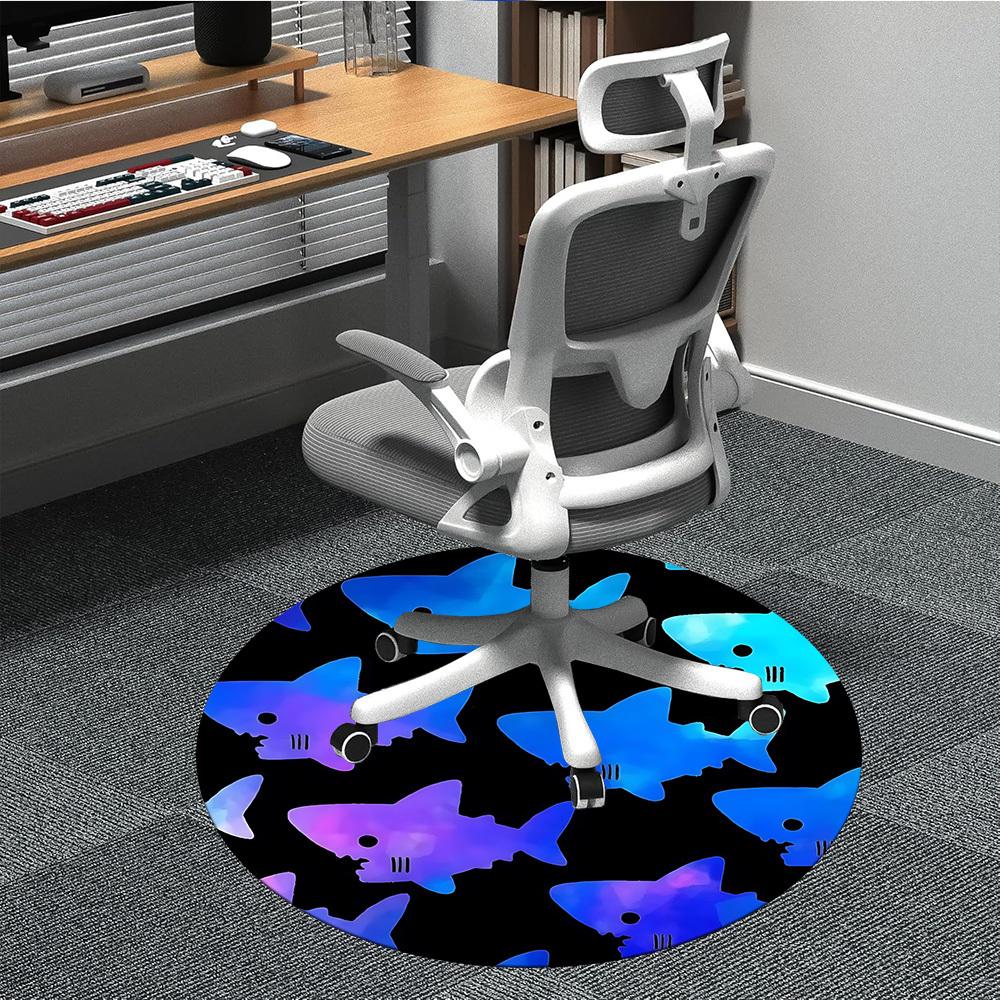 

1PC Shark Pattern Chair Carpet for Office, Indoor Non-Slip Washable Carpet, Soft Comfortable Mat For Office Room yy250930274 80cm by 80cm