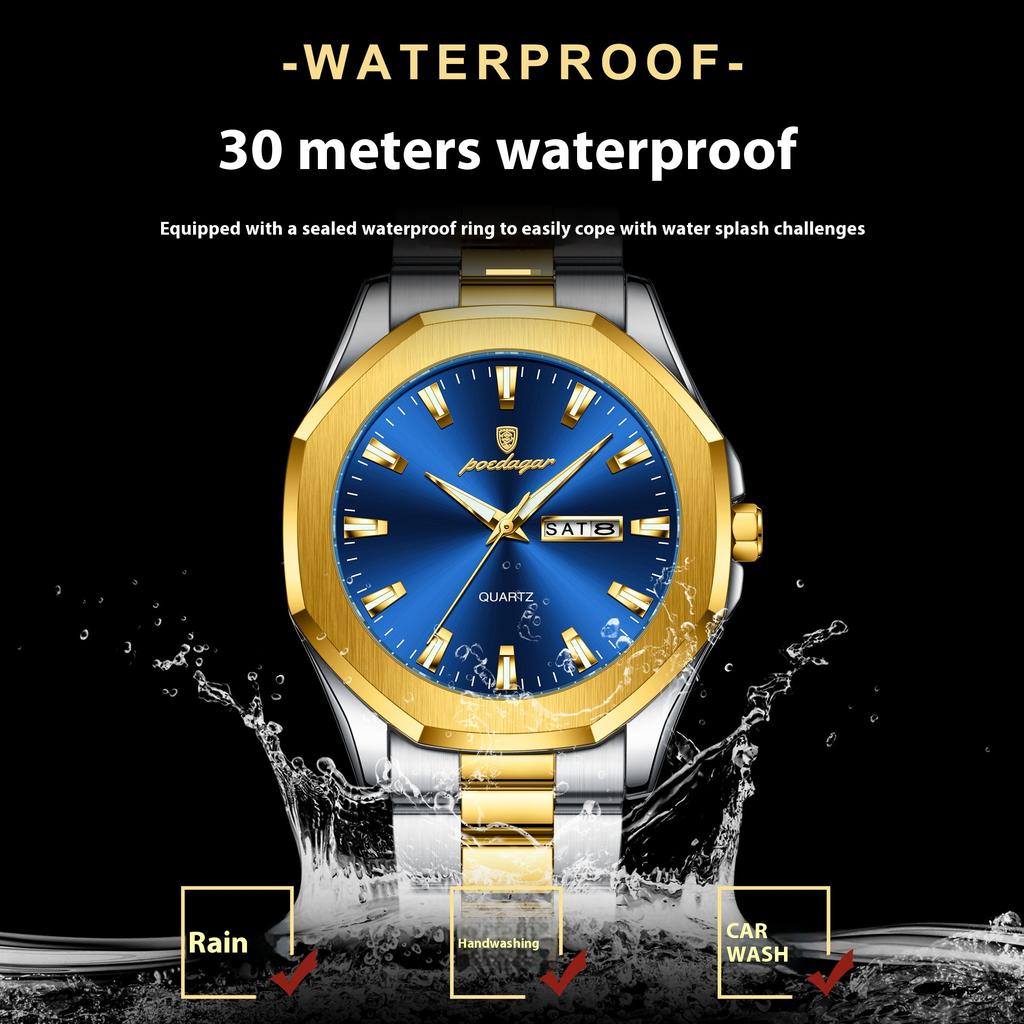 Top Brand New Business Men's Watch Steel Band Quartz Luminous Wrist Watch