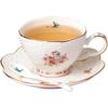 Vintage Porzellan Blumenserie Teesets, Teetasse Untertasse Set mit Teekannenwärmer - Filter und Löffel, 16 Stück in 1 Set