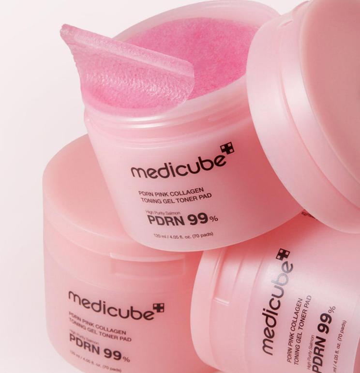 MEDICUBE PDRN Pink Collagen Gel Toner Pads 70 Sheets - Hydrating & Firming K-Beauty