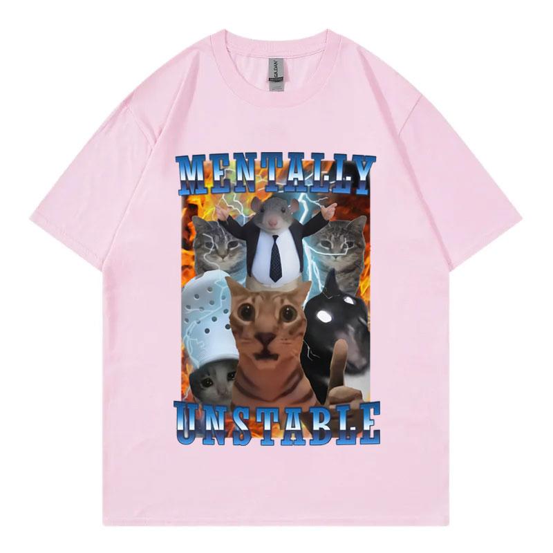 Vintage Duševně nestabilní Vtipné kočičí meme Tričko Pánské Dámské Oblečení Móda Y2k Tričko Léto Ležérní Bavlněná trička Streetwear