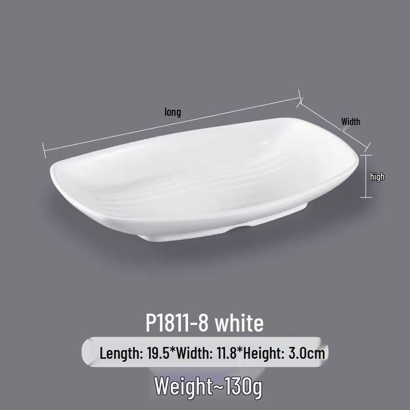 Melamine Rectangular Dinner Plate for Hot Pot, BBQ, and Cold Dishes - Porcelain-Look Restaurant Plate.