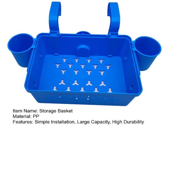 Poolside Storage Baskets with Cup Holders Large Capacity Universal Easy To Install Above Ground Pool Accessories Storage Organizer