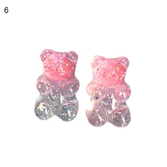 Fashion Women Candy Color Cartoon Gummy Bear Ear Stud Earrings Jewelry Gift