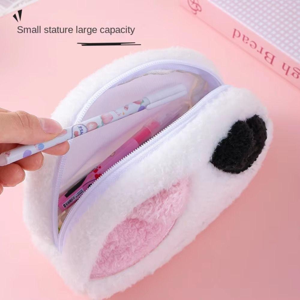 Plush Bag Cat Pencil Pouch Large Capacity Cartoon Plush Pen Bag Cat Plush Pencil Case Girl Gift