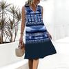 Plus Size V Neck Sleeveless Lush Bamboo Valley Stream Scenery Print For Outdoor Summer Wear