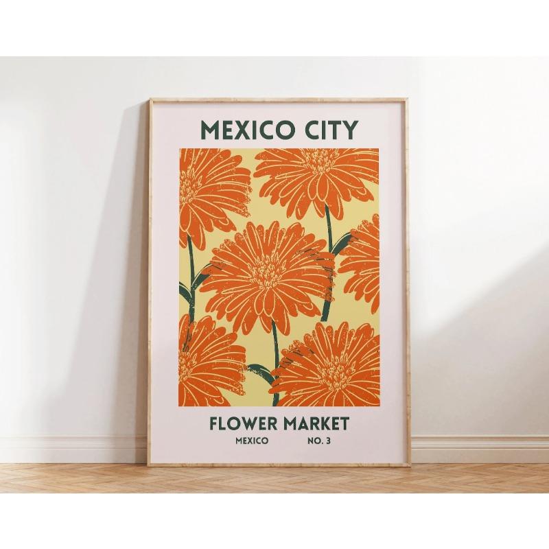 1pc Flower Market Art Prints Barcelona Japan Spain Mexico Worldwide Aesthetic Plant Poster Printing Home Office Bedroom Decor