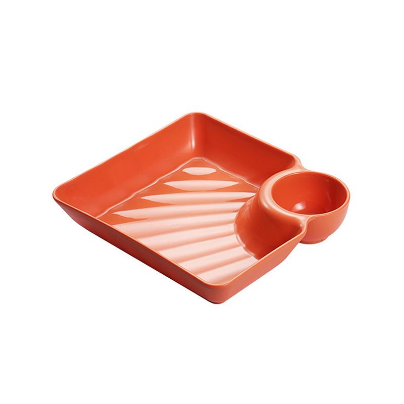 Plastic Dumpling Plate With Sauce Compartment Square Snack Cookie Platter Food Tray Dish Tableware Kitchen Plates