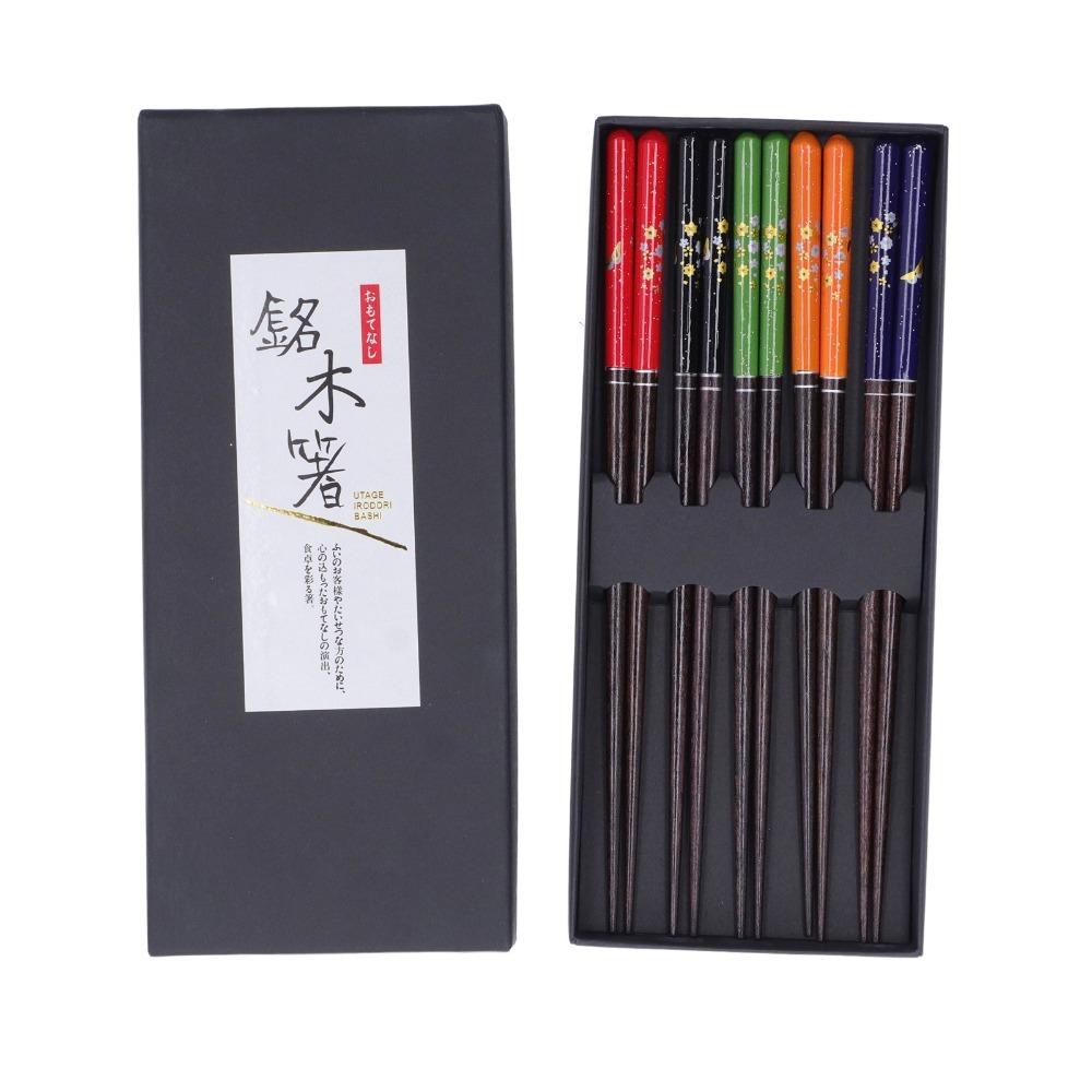 5Pair Colorful Finish Dining Chopsticks Smooth Meal Eating Sticks Food Chopsticks  Restaurant