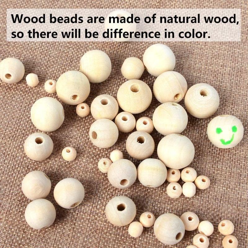 100pcs Wooden Beads for Crafts Unfinished Natural Wood Bead for Garland Macrame Jewelry Making DIY Farmhouse Decor