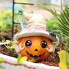 Halloween Pumpkin Ornament Spooky Resin Pumpkin Statue with Hat Spider Skull for Halloween Home Tabletop Decor