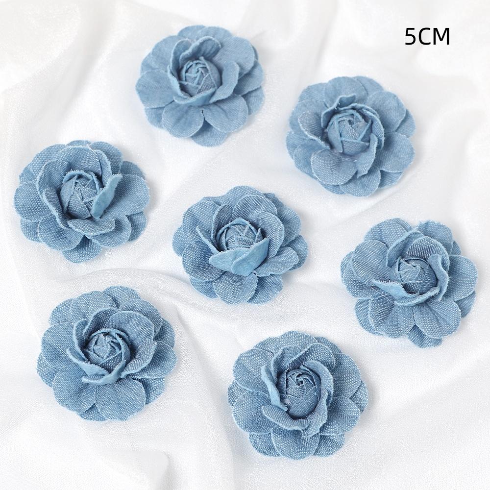 3/5PCS Blue Artificial Flowers Heads Fake Flowers Wedding Decoration Bride DIY Clothes Headwear Accessory Craft Gifts Ornament