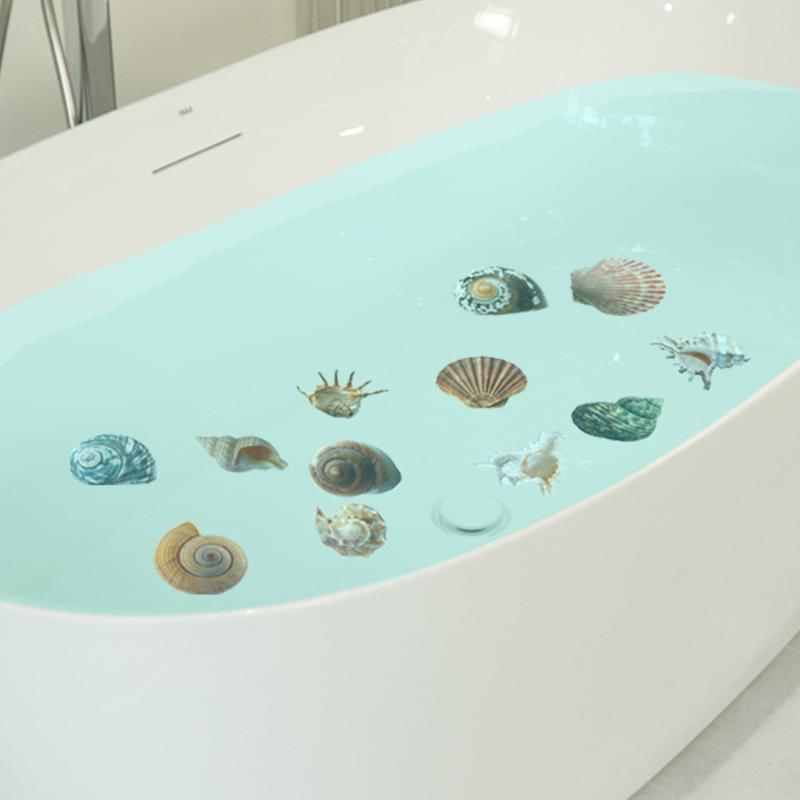 6Pcs/Set Bathtub Decoration Anti-Slip Bathtub Stickers Cartoon Coral Crab Small Fish Pattern Stickers Bathroom Pvc Frosted Batht