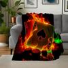 "Flaming Ace Playing Cards - Luxury Casino Deck with Fiery Design"Blanket Flannel Throw Blanket for Sofa, Bed, Travel, Camping, Office