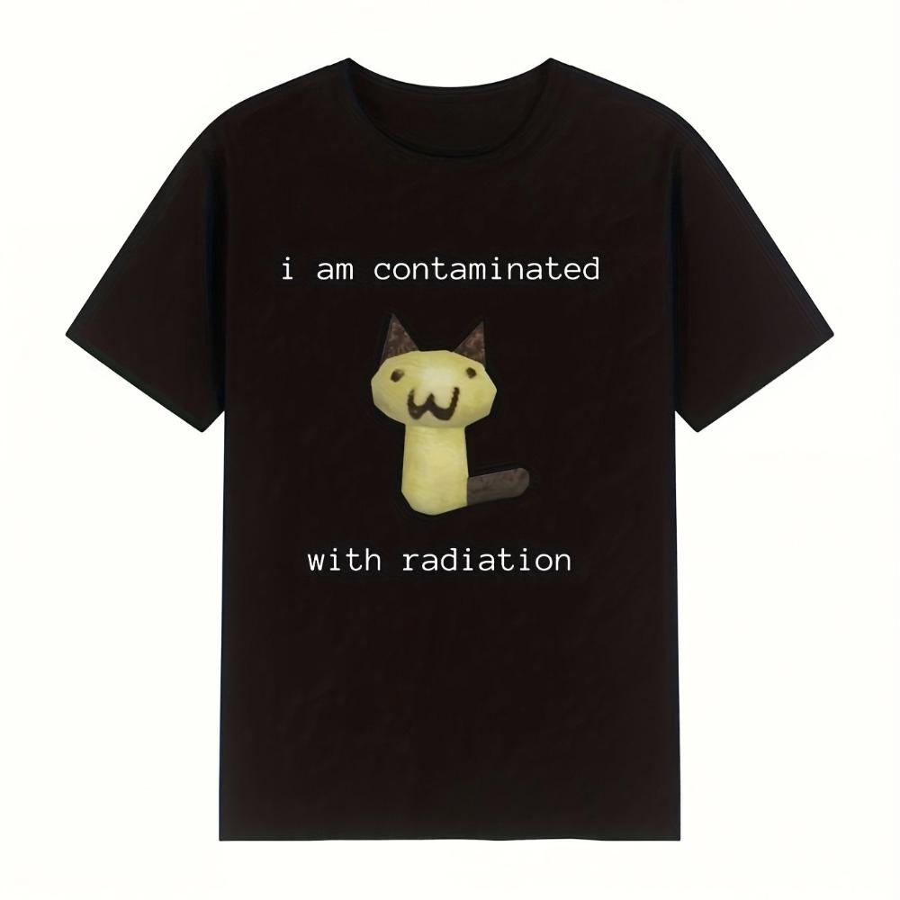 Unisexs Funny I Am Contaminated with Radiation Cat Meme TShirt 100 Cotton Slim Fit Vintage Tee with I Am Contaminated