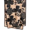 Beige and Black Shawl with Large Flowers - 100% Viscose, 178X66