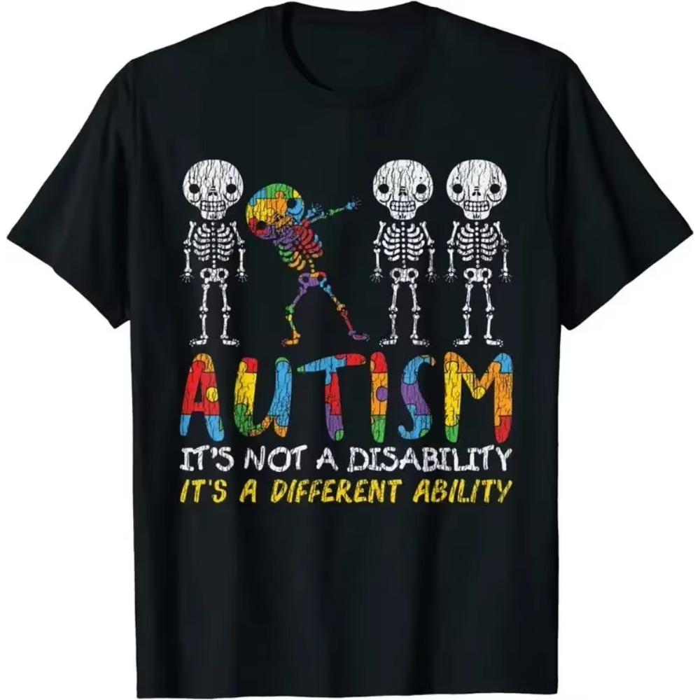 Autism Awerness - Skeleton Dabbing Autistic Kids Awareness T-Shirt