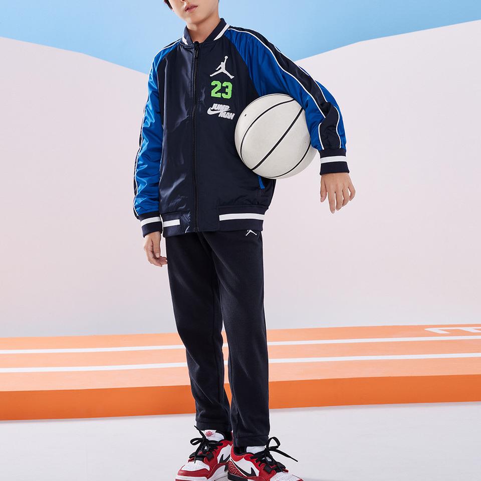 Jordan Logo Printed Baseball Jacket Kids Jackets Black JD2212004GS-001