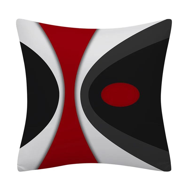 Geometric Red and Black Wave Decorative Pillowcase Car Ornaments Office Living Room Sofa Home Pillowcase